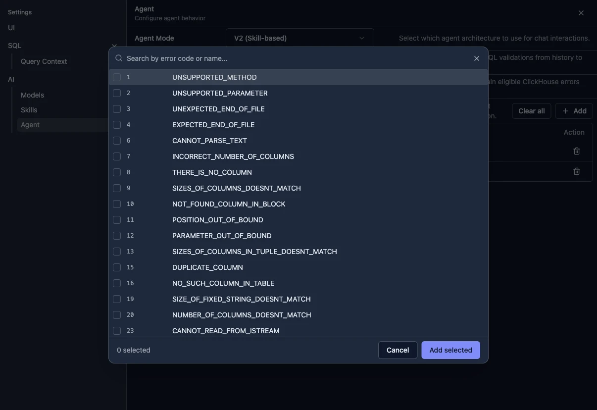 Blacklist picker for ClickHouse error codes