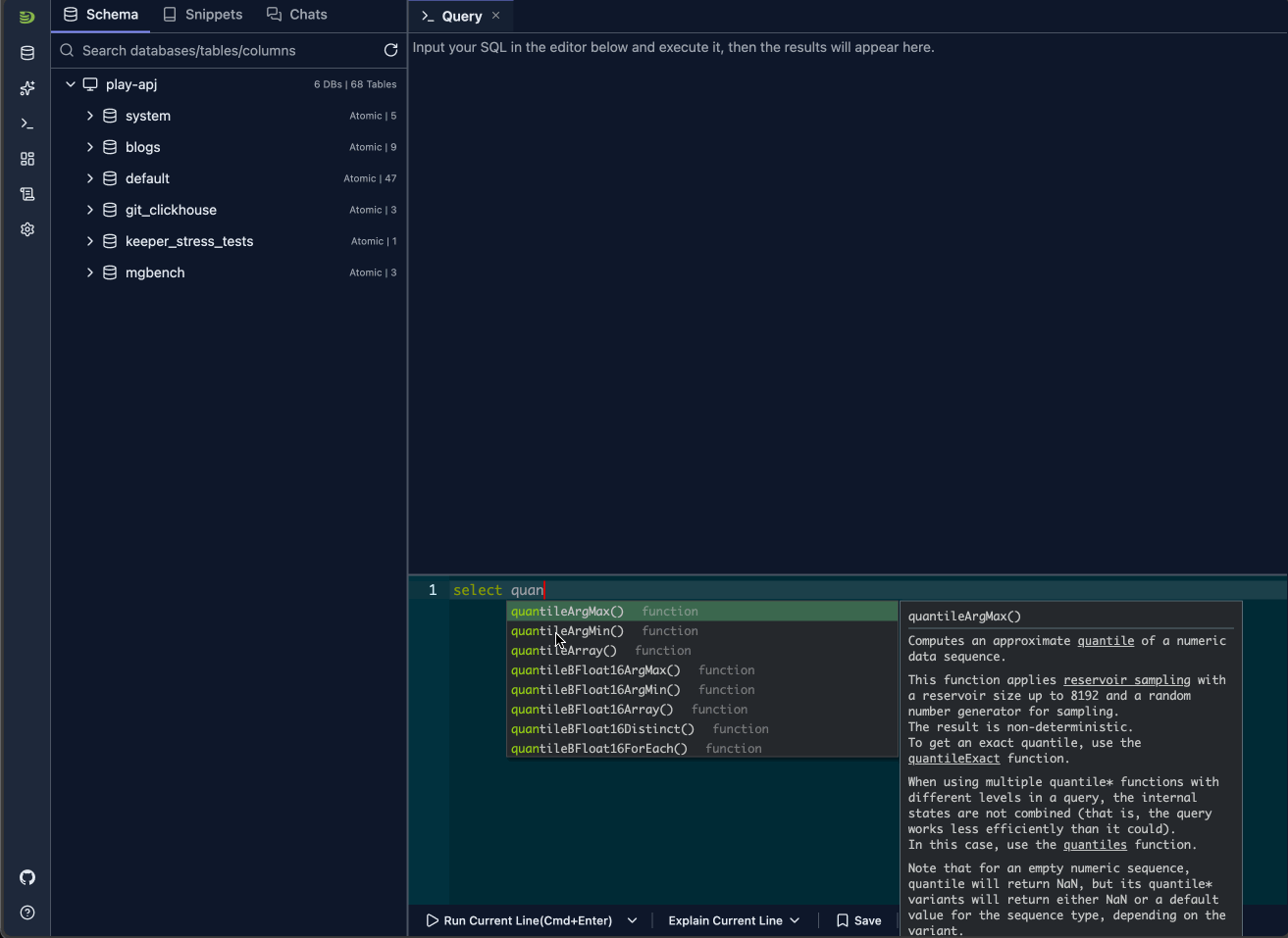 Automatic inline explanation in query results
